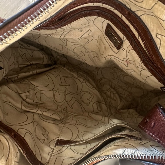 Vintage Y2K Guess Bag Faux Leather Ostrich Satchel Bag Shoulder Bag - Picture 4 of 8